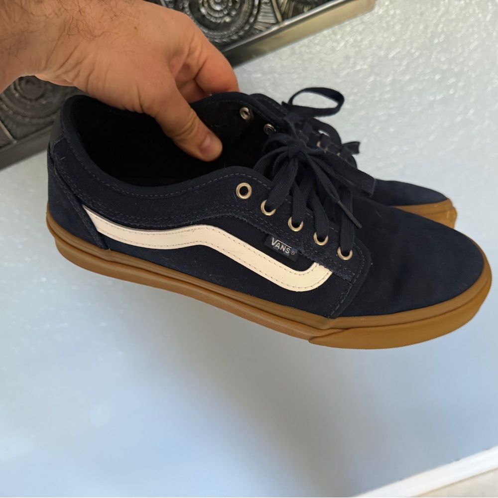 Vans Dark Blue and White Canvas Shoes